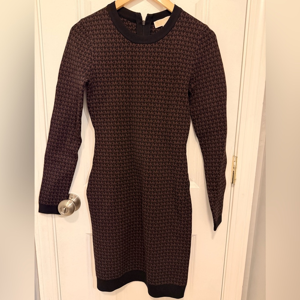 Michael Kors brown and Black  Long Sleeve knit Dress XS